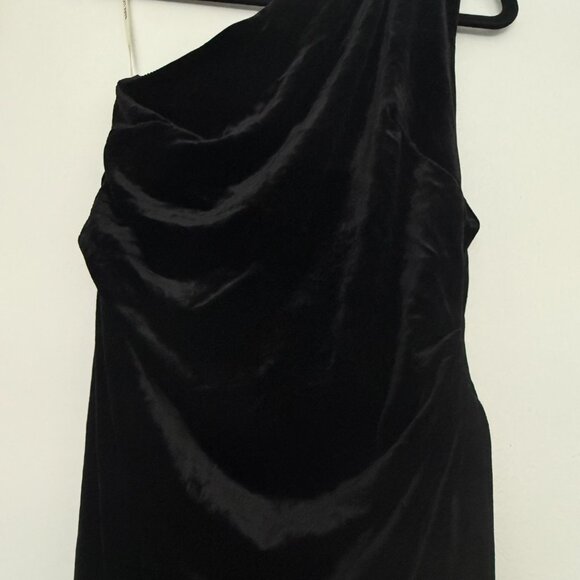 NWT Maria Lucia Hohan Black One Shoulder Velvet Dress (orig $1275) - Picture 3 of 8
